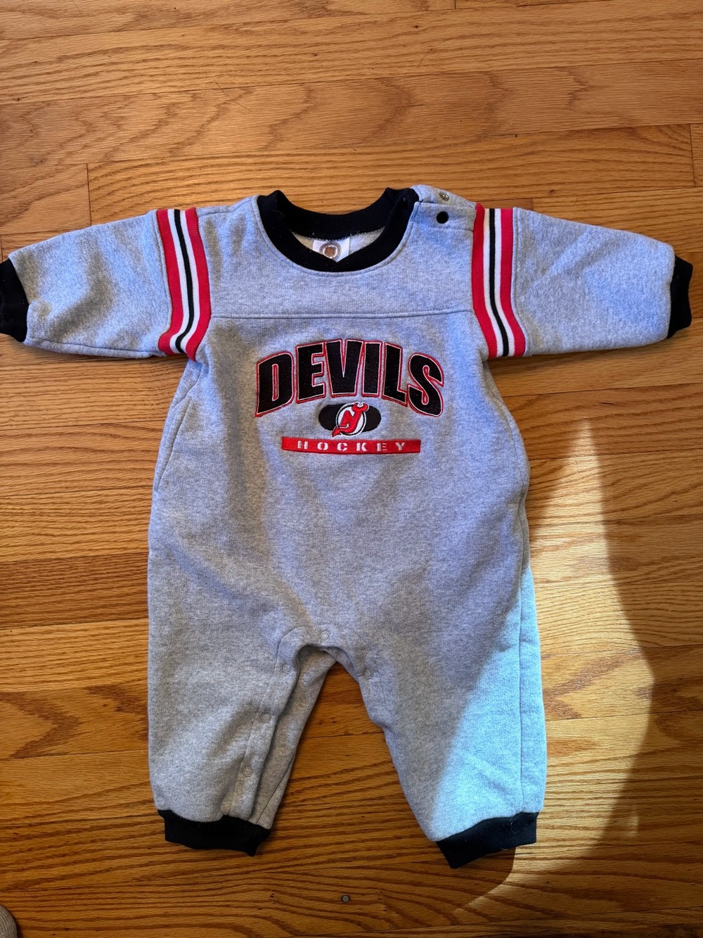 Vintage NHL NJ Devils Gray Hockey Onesie